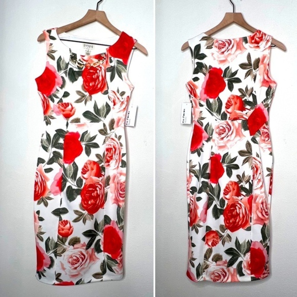 En Focus Studio Sleeveless Floral Dress with chain neck, size 6 NWT